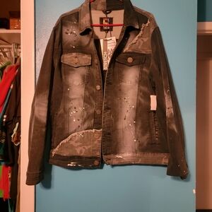 DNY Black Distressed Denim Jacket
